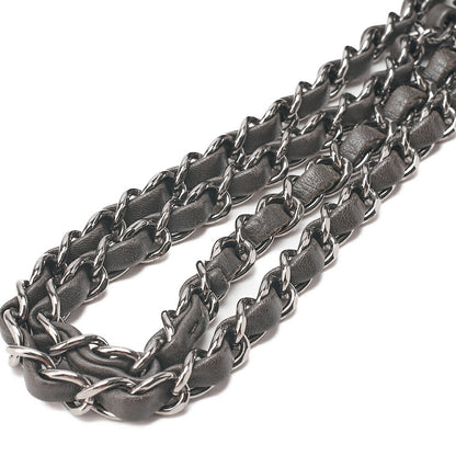 CHANEL Chanel Matelasse Lambskin Turn Lock Single Chain Shoulder Khaki Silver-Tone Hardware, Pre-Owned