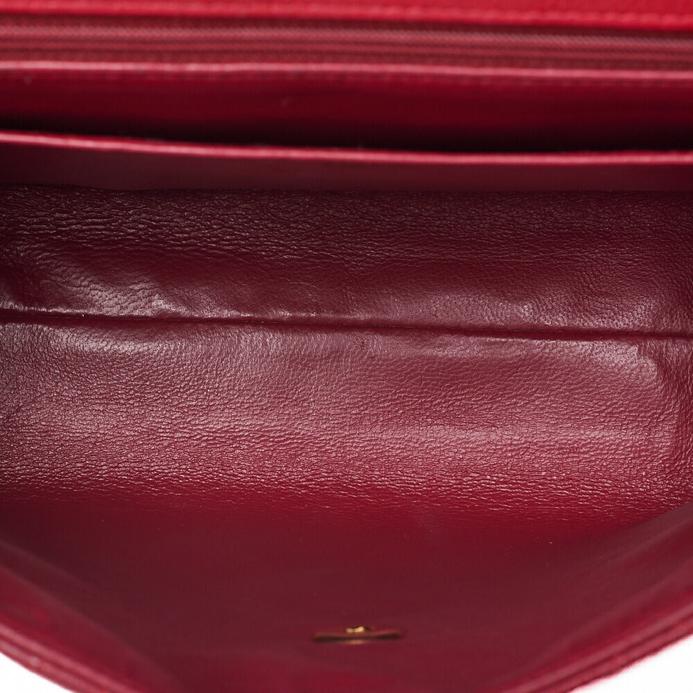 CHANEL Caviar Skin Matelasse Single Square Chain Shoulder Red Gold-Tone Hardware, Pre-Owned