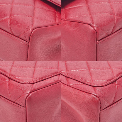 CHANEL Caviar Skin Matelasse Single Square Chain Shoulder Red Gold-Tone Hardware, Pre-Owned