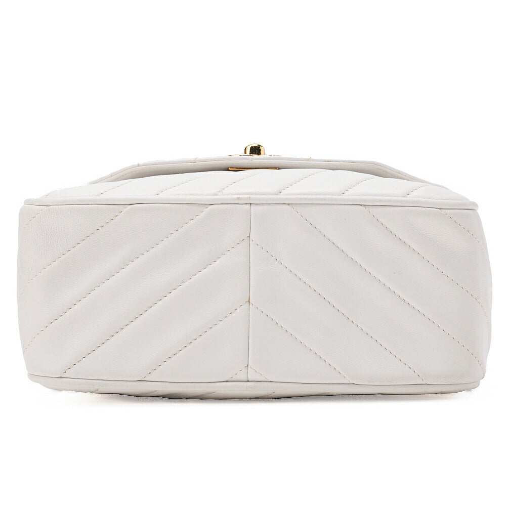 CHANEL Lambskin Diagonal Stitch Fringe Bijou Chain Shoulder White Gold-Tone Hardware, Pre-Owned