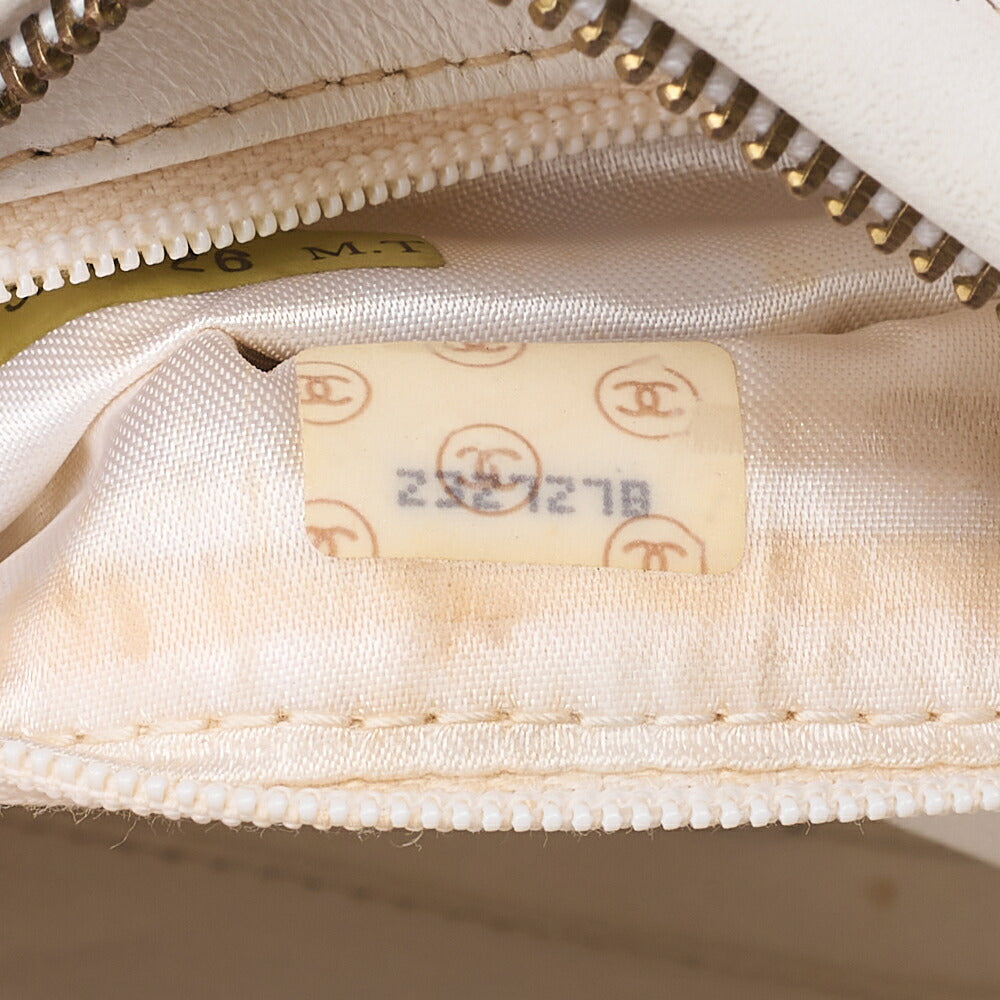 CHANEL Lambskin Diagonal Stitch Fringe Bijou Chain Shoulder White Gold-Tone Hardware, Pre-Owned