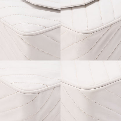 CHANEL Lambskin Diagonal Stitch Fringe Bijou Chain Shoulder White Gold-Tone Hardware, Pre-Owned