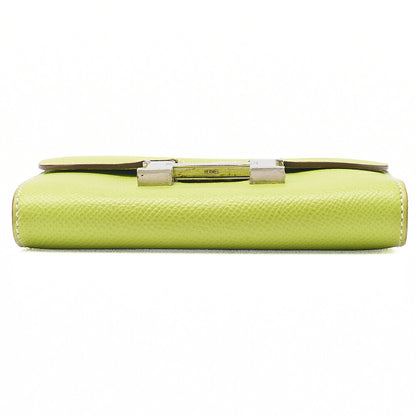 HERMES Constance Compact Bi-Fold Wallet Epson Green Silver-Tone Hardware, Pre-Owned