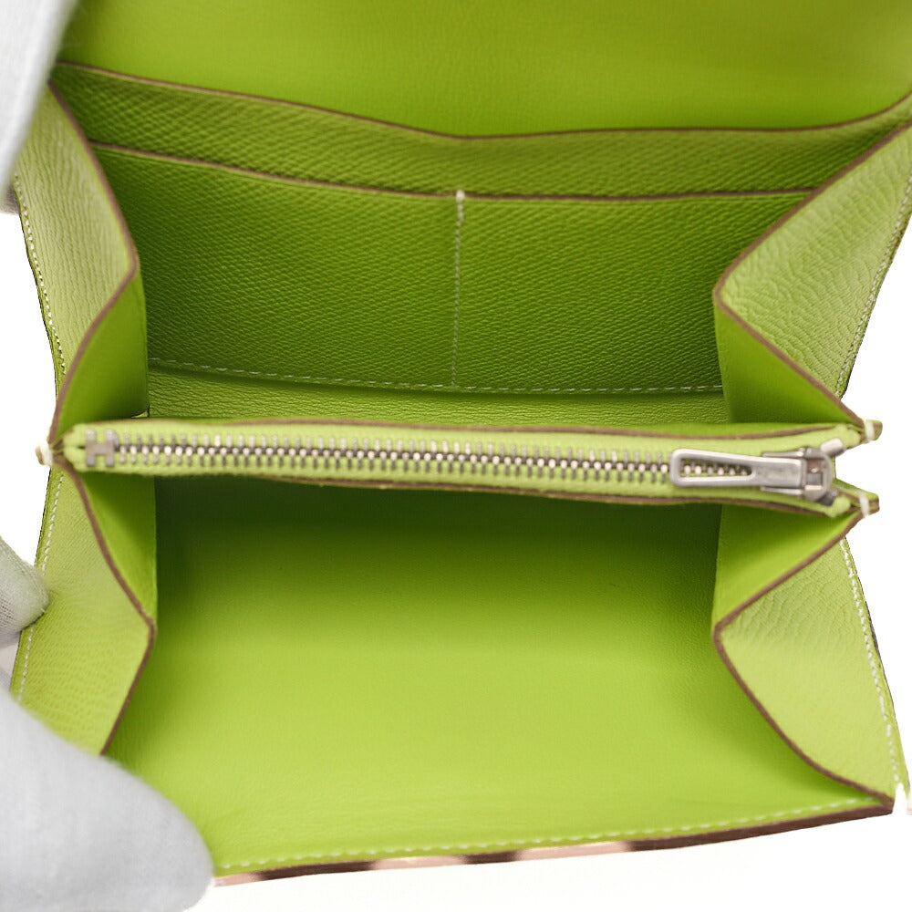 HERMES Constance Compact Bi-Fold Wallet Epson Green Silver-Tone Hardware, Pre-Owned