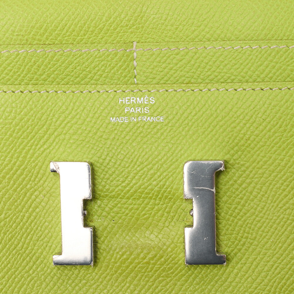 HERMES Constance Compact Bi-Fold Wallet Epson Green Silver-Tone Hardware, Pre-Owned