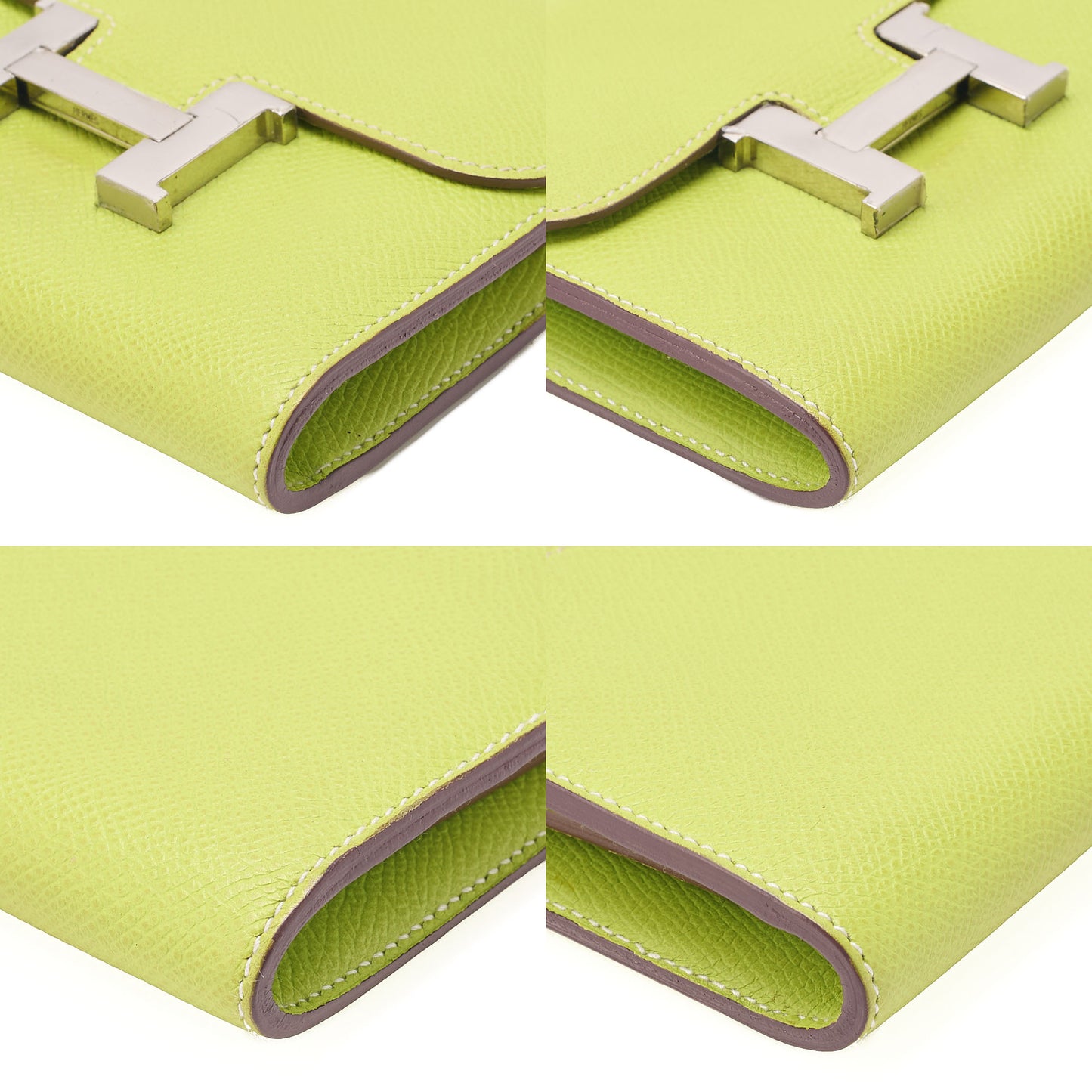 HERMES Constance Compact Bi-Fold Wallet Epson Green Silver-Tone Hardware, Pre-Owned
