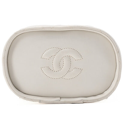 CHANEL Lambskin Matelasse Fringe with Lid Chain Shoulder White Gold-Tone Hardware, Pre-Owned