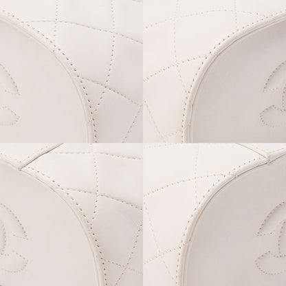 CHANEL Lambskin Matelasse Fringe with Lid Chain Shoulder White Gold-Tone Hardware, Pre-Owned