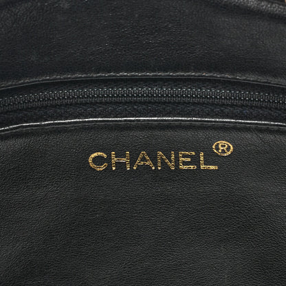 CHANEL Lambskin Matelasse Coco Mark Fringe Chain Shoulder Black Gold-Tone Hardware, Pre-Owned