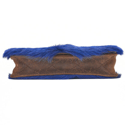 CHANEL Shoulder Bag Vintage Calffur Matelasse Chain Wallet Blue x Brown Silver-Tone Hardware, Pre-Owned