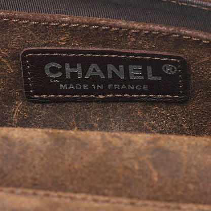 CHANEL Shoulder Bag Vintage Calffur Matelasse Chain Wallet Blue x Brown Silver-Tone Hardware, Pre-Owned