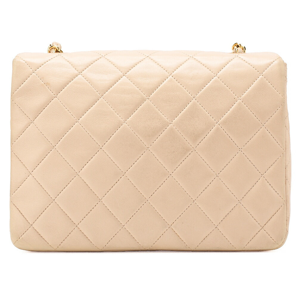 CHANEL Chain Shoulder Bag Mini Matelasse 20cm Lambskin Beige Gold-Tone Hardware, Pre-Owned