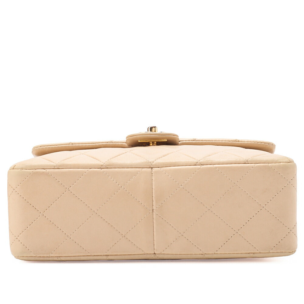 CHANEL Chain Shoulder Bag Mini Matelasse 20cm Lambskin Beige Gold-Tone Hardware, Pre-Owned