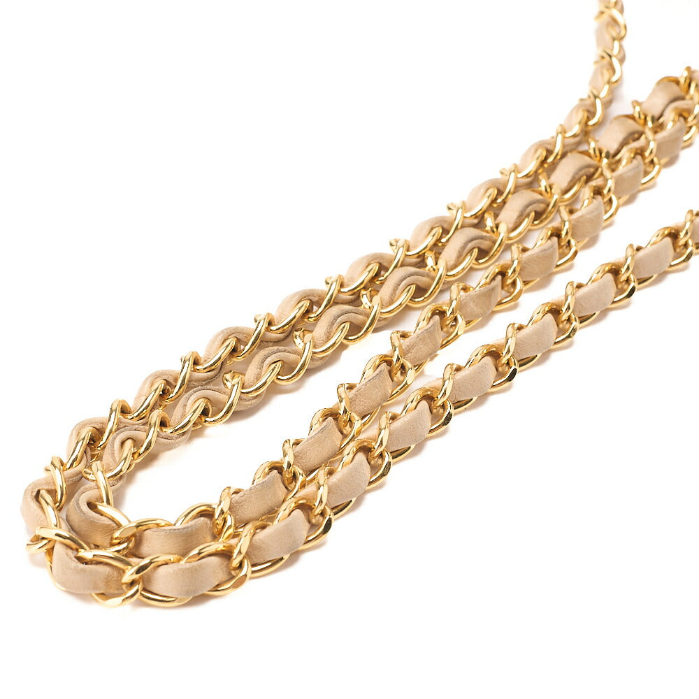 CHANEL Chain Shoulder Bag Mini Matelasse 20cm Lambskin Beige Gold-Tone Hardware, Pre-Owned