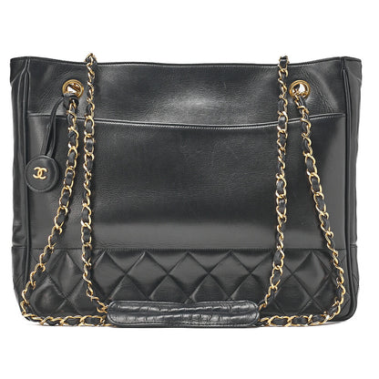 CHANEL Matelasse with Pull Charm Double Chain Shoulder Lambskin Black Gold-Tone Hardware, Pre-Owned