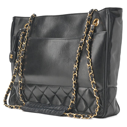 CHANEL Matelasse with Pull Charm Double Chain Shoulder Lambskin Black Gold-Tone Hardware, Pre-Owned