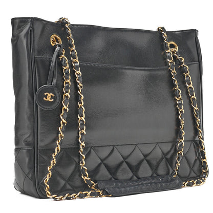 CHANEL Matelasse with Pull Charm Double Chain Shoulder Lambskin Black Gold-Tone Hardware, Pre-Owned