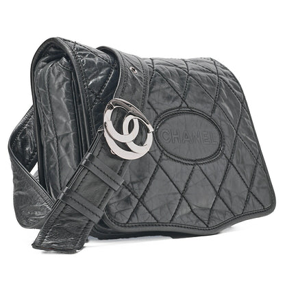 CHANEL Lambskin Logo Chain Belt Waist Shoulder Black Silver-Tone Hardware, Pre-Owned