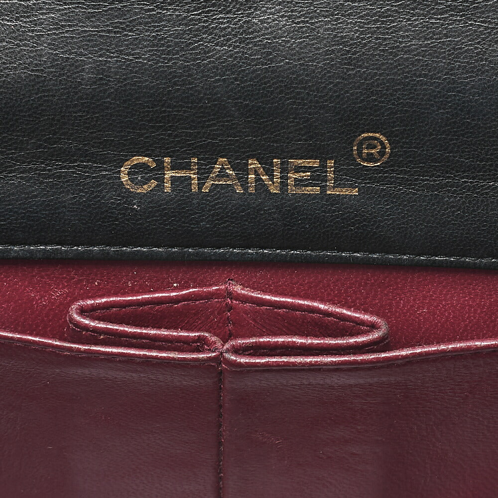 CHANEL Lambskin Mini Matelasse Full Flap Chain Shoulder Black Gold-Tone Hardware, Pre-Owned