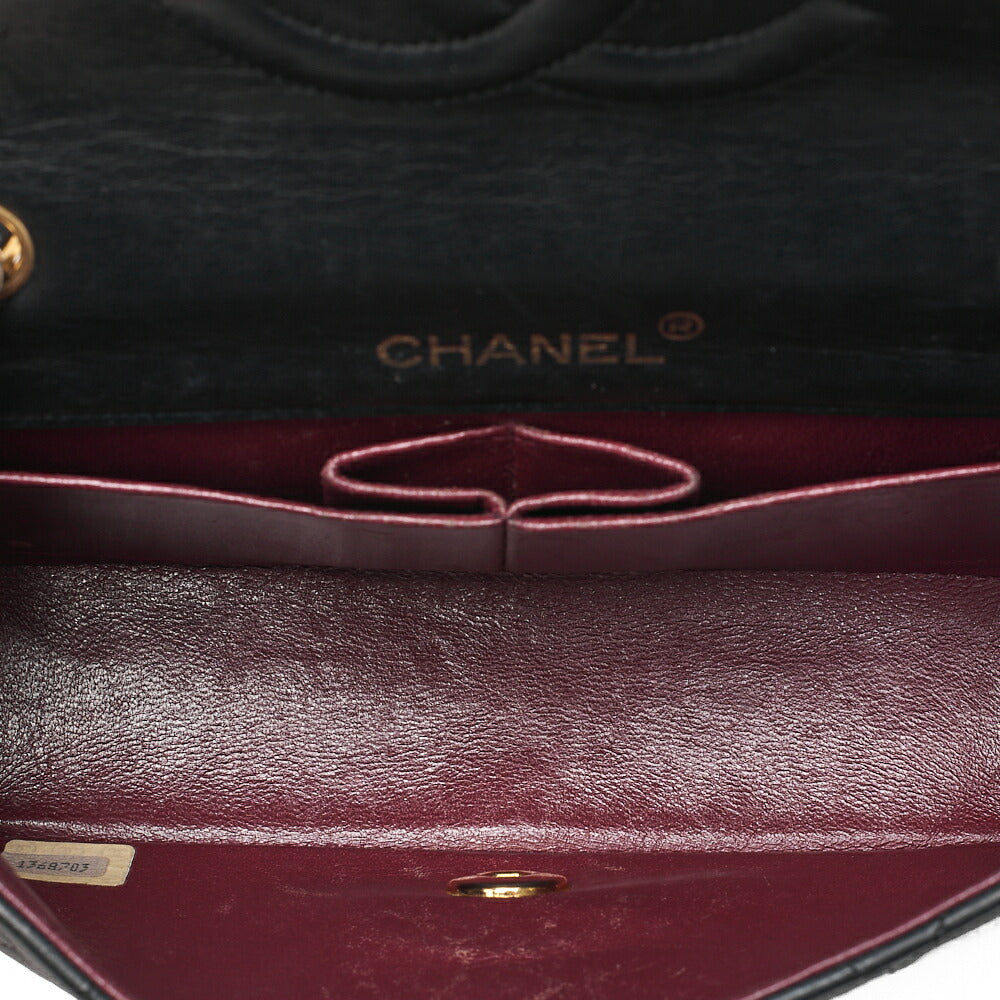 CHANEL Lambskin Mini Matelasse Full Flap Chain Shoulder Black Gold-Tone Hardware, Pre-Owned