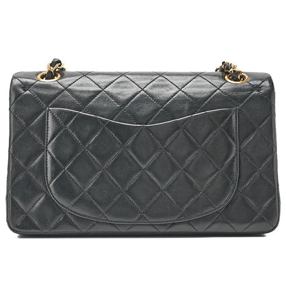 CHANEL Matelasse Double Flap 23cm Chain Shoulder Lambskin Black Gold-Tone Hardware, Pre-Owned