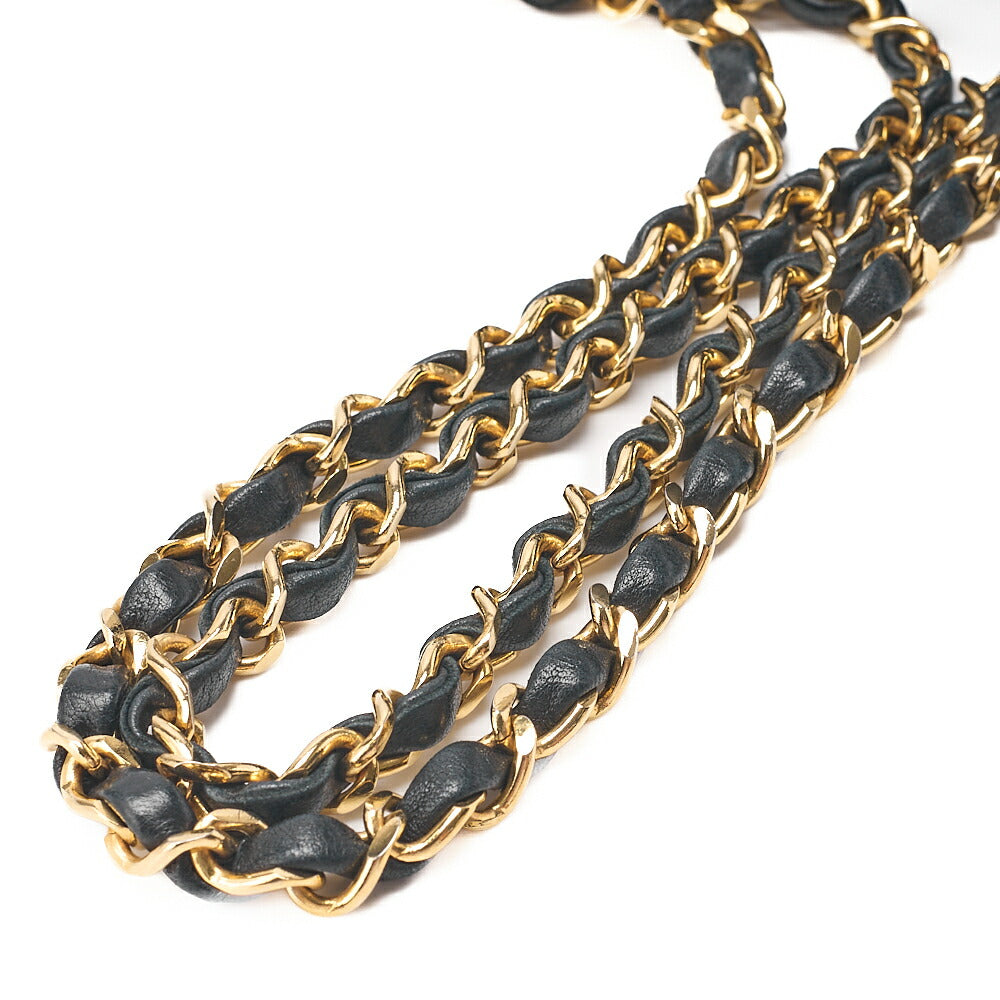 CHANEL Matelasse Double Flap 23cm Chain Shoulder Lambskin Black Gold-Tone Hardware, Pre-Owned