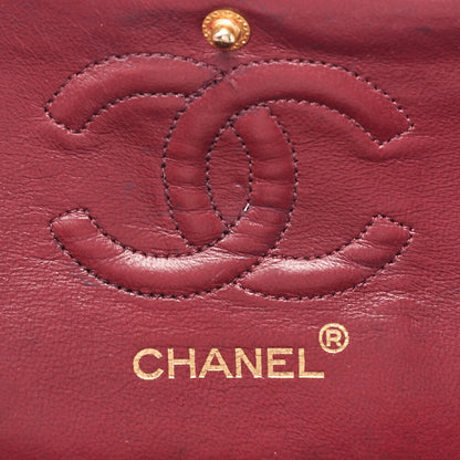 CHANEL Matelasse Double Flap 23cm Chain Shoulder Lambskin Black Gold-Tone Hardware, Pre-Owned