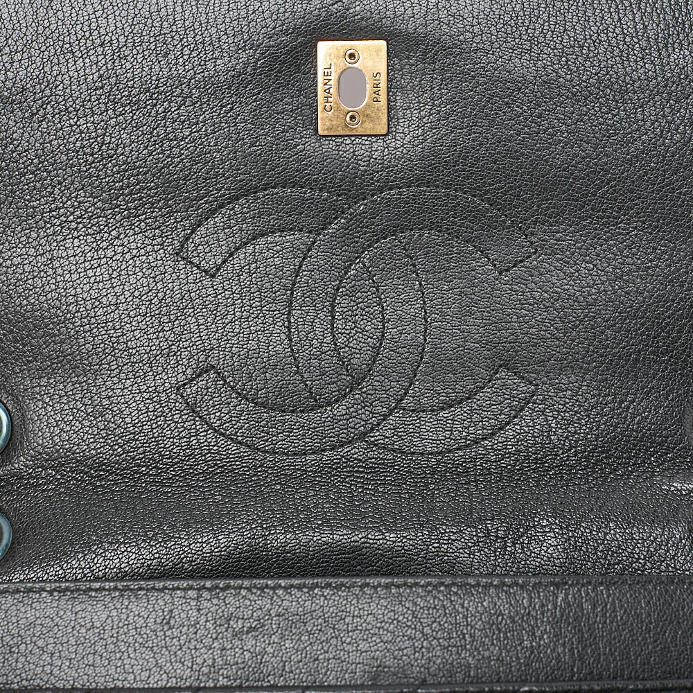 CHANEL Leather Bias Stitch Single Chain Shoulder Black Gold-Tone Hardware, Pre-Owned