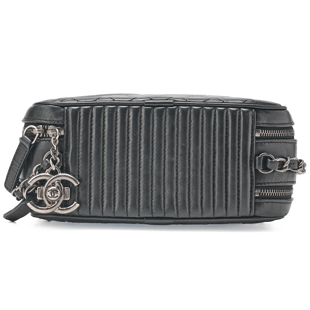 CHANEL Lambskin Cocoboy Camera Bag Chain Shoulder Black Silver-Tone Hardware, Pre-Owned