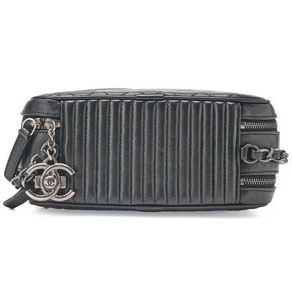 CHANEL Lambskin Cocoboy Camera Bag Chain Shoulder Black Silver-Tone Hardware, Pre-Owned