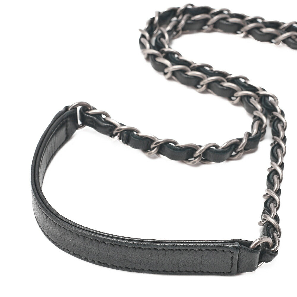 CHANEL Lambskin Cocoboy Camera Bag Chain Shoulder Black Silver-Tone Hardware, Pre-Owned