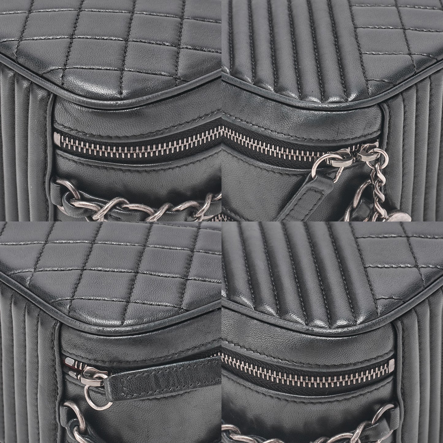 CHANEL Lambskin Cocoboy Camera Bag Chain Shoulder Black Silver-Tone Hardware, Pre-Owned
