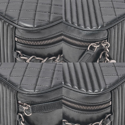 CHANEL Lambskin Cocoboy Camera Bag Chain Shoulder Black Silver-Tone Hardware, Pre-Owned