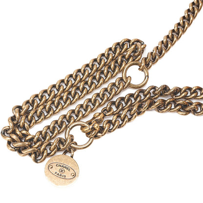 CHANEL Lambskin Matelasse 25cm Single Flap Logo Chain Shoulder Beige Gold-Tone Hardware, Pre-Owned