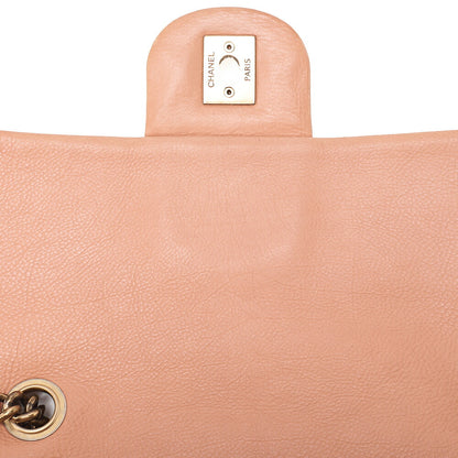CHANEL Lambskin Matelasse 25cm Single Flap Logo Chain Shoulder Beige Gold-Tone Hardware, Pre-Owned