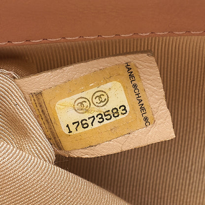 CHANEL Lambskin Matelasse 25cm Single Flap Logo Chain Shoulder Beige Gold-Tone Hardware, Pre-Owned
