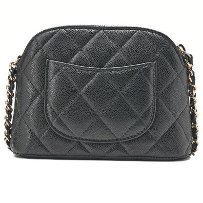 CHANEL Chain Shoulder Bag Minimat Telass? 16 Caviar Skin Black Gold-Tone Hardware, Pre-Owned