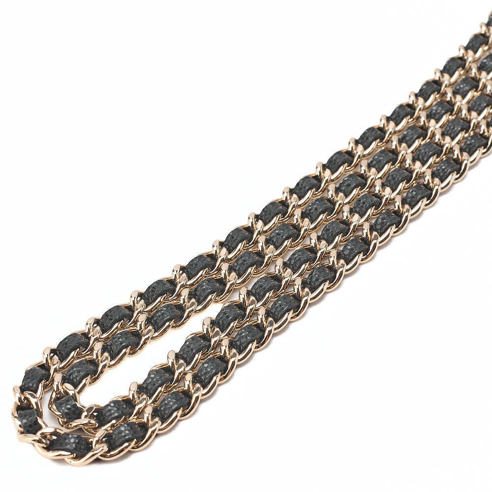 CHANEL Chain Shoulder Bag Minimat Telass? 16 Caviar Skin Black Gold-Tone Hardware, Pre-Owned
