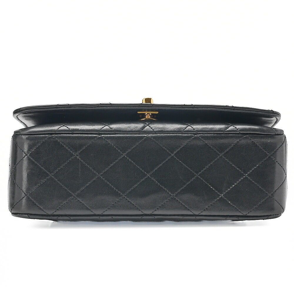 CHANEL Lambskin Matelasse Full Flap 22cm Turn Lock Chain Shoulder Black Gold-Tone Hardware, Pre-Owned