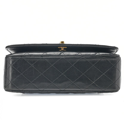 CHANEL Lambskin Matelasse Full Flap 22cm Turn Lock Chain Shoulder Black Gold-Tone Hardware, Pre-Owned