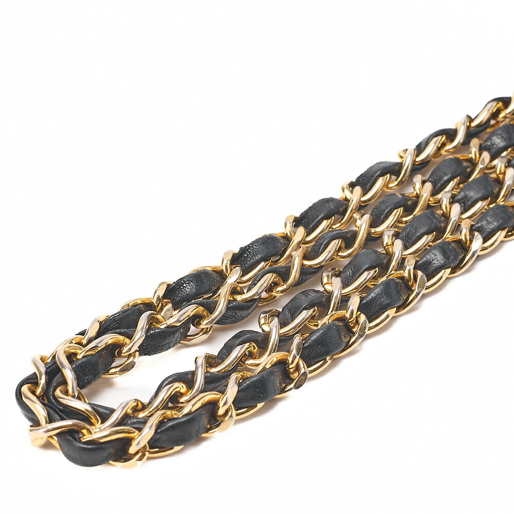 CHANEL Lambskin Matelasse Full Flap 22cm Turn Lock Chain Shoulder Black Gold-Tone Hardware, Pre-Owned