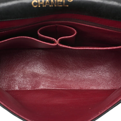 CHANEL Lambskin Matelasse Full Flap 22cm Turn Lock Chain Shoulder Black Gold-Tone Hardware, Pre-Owned