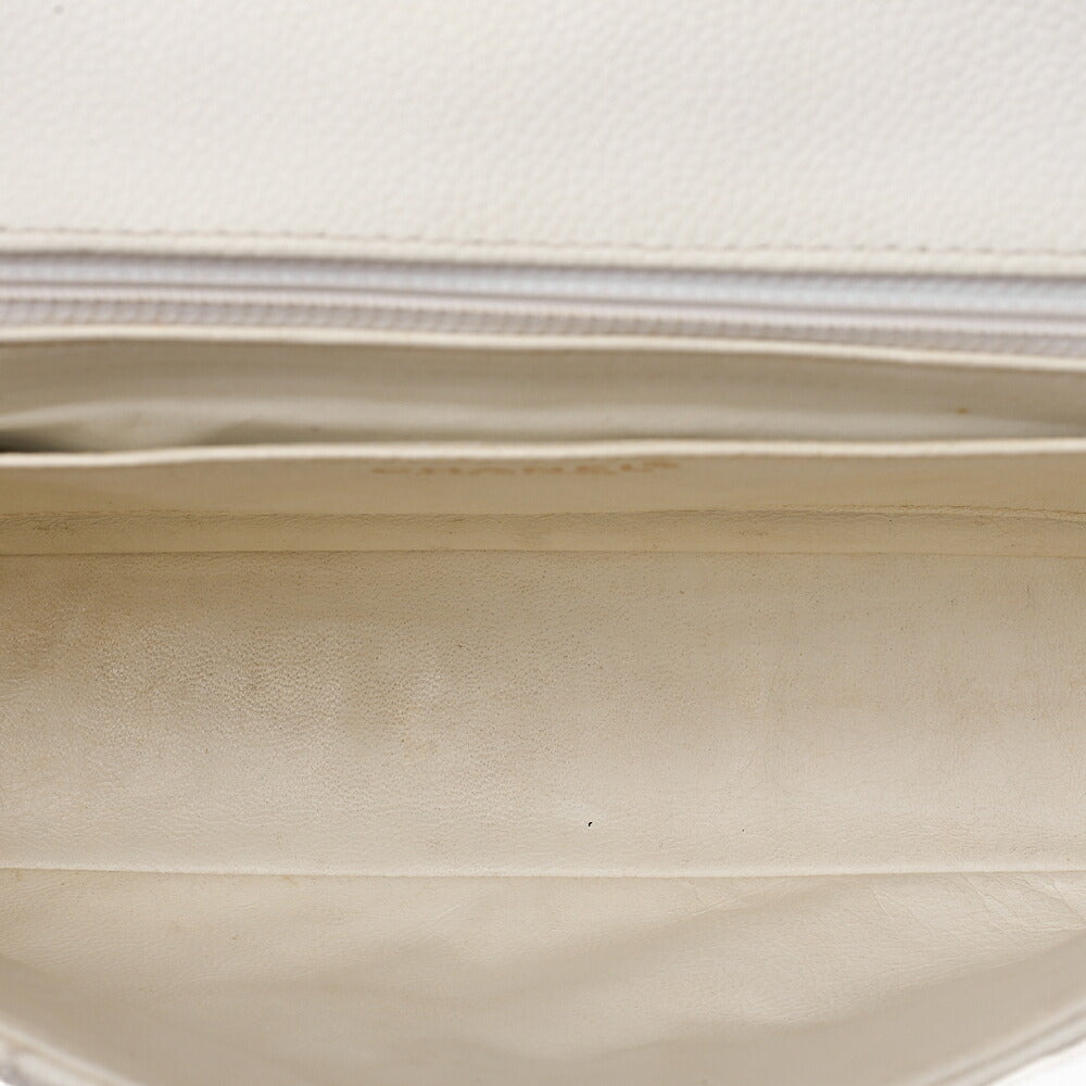 CHANEL Wood Chain Shoulder Bag Caviar Skin Wood Pattern Single White Gold-Tone Hardware, Pre-Owned