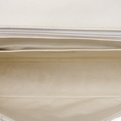CHANEL Wood Chain Shoulder Bag Caviar Skin Wood Pattern Single White Gold-Tone Hardware, Pre-Owned