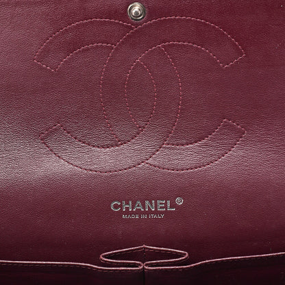 CHANEL Caviar Skin Deka Matelasse 30cm Double Flap Chain Shoulder Bag Black Silver-Tone Hardware, Pre-Owned