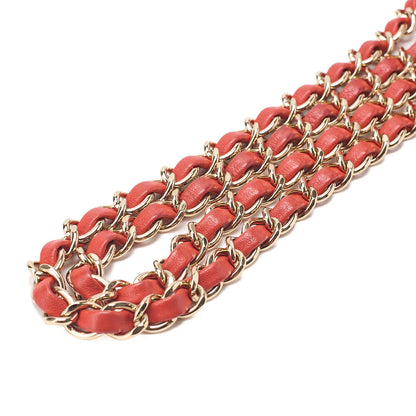 CHANEL Chain Shoulder Bag Mini Matelasse 20cm Lambskin Red Gold-Tone Hardware, Pre-Owned