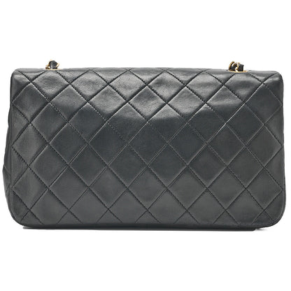 CHANEL Lambskin Matelasse Full Flap 23cm Chain Shoulder Black Gold-Tone Hardware, Pre-Owned