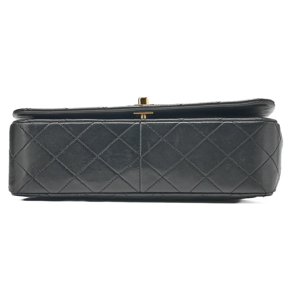 CHANEL Lambskin Matelasse Full Flap 23cm Chain Shoulder Black Gold-Tone Hardware, Pre-Owned