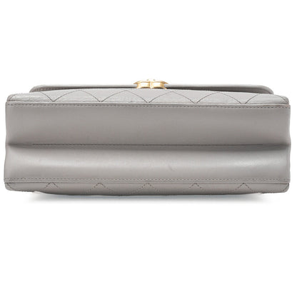CHANEL Lambskin Matelasse Outside Flap 2WAY Chain Shoulder Gray Gold-Tone Hardware, Pre-Owned