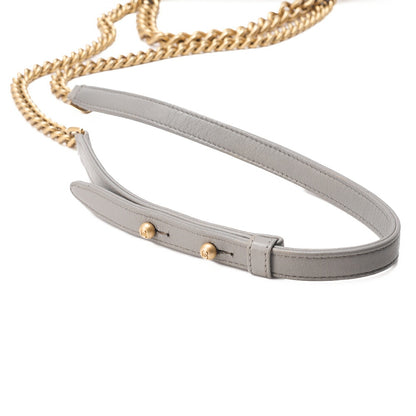 CHANEL Lambskin Matelasse Outside Flap 2WAY Chain Shoulder Gray Gold-Tone Hardware, Pre-Owned